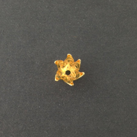 Gold Plated 6 Wavy Petal Flower Bead Cap 10mm (8) mtl073B
