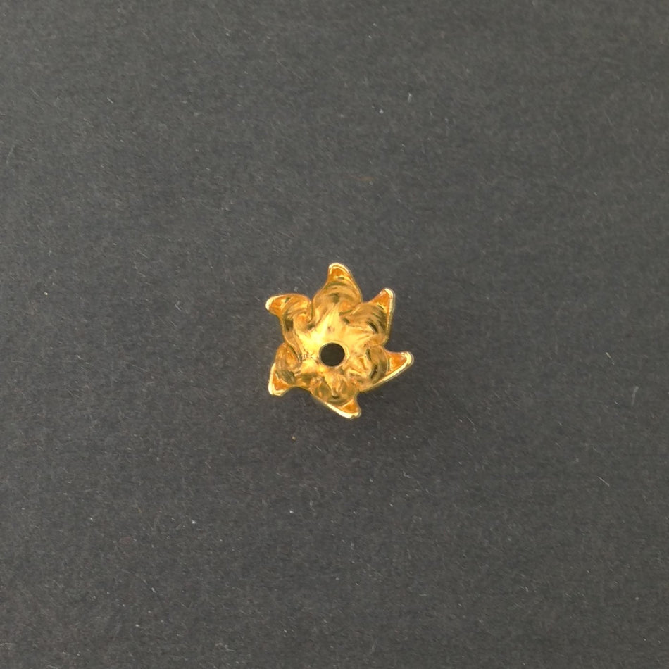 Gold Plated 6 Wavy Petal Flower Bead Cap 10mm (8) mtl073B