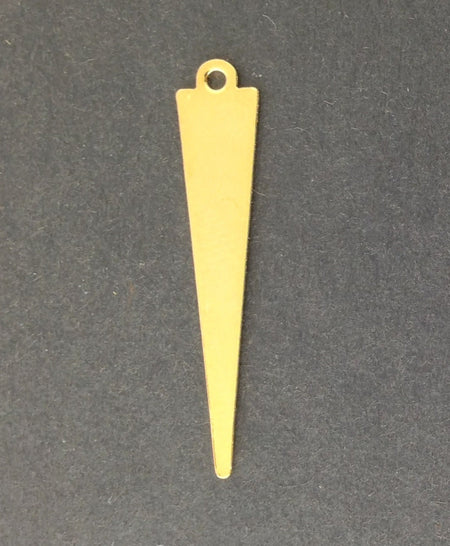 1 Loop Long Narrow Gold Plated Triangle Pendant Findings 33x7mm (8) mtl383E