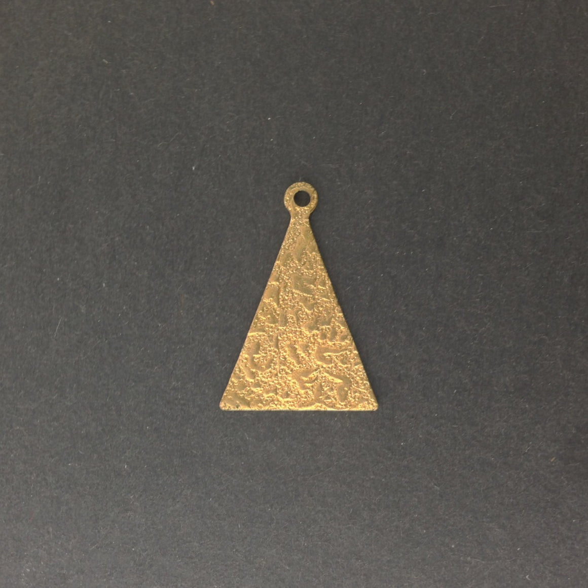 Raw Brass Textured Pattern Triangle with Loop Charm Pendant (6) mtl399C