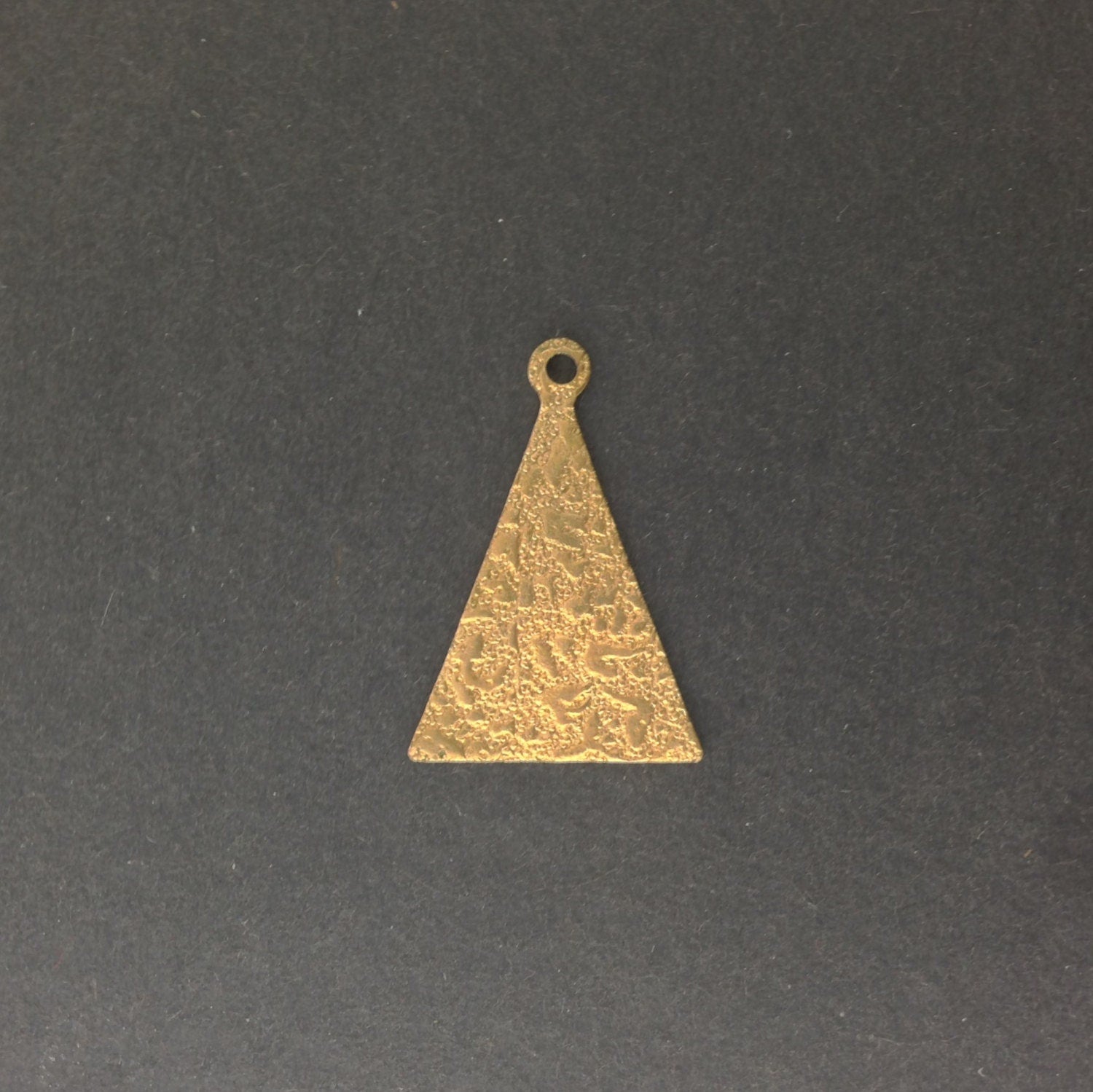 Raw Brass Textured Pattern Triangle with Loop Charm Pendant (6) mtl399C