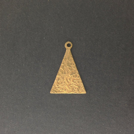 Raw Brass Textured Pattern Triangle with Loop Charm Pendant (6) mtl399C