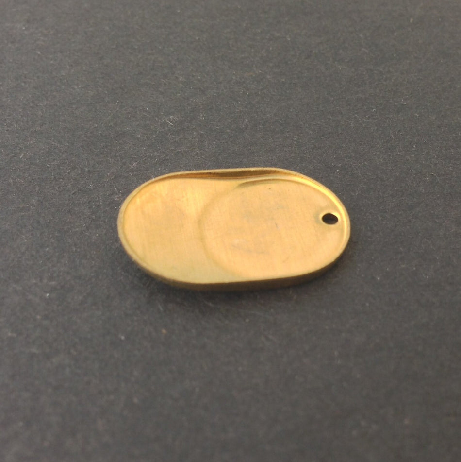 1 Hole Raw Brass Geometric Circle Charms Drops 21x14mm (6) mtl076B