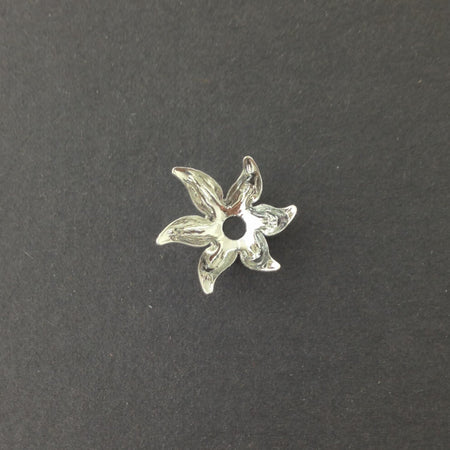 Silver Plated 6 Petal Flower Bead Cap (8) mtl071A