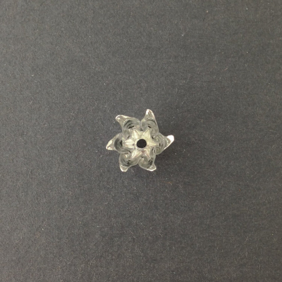 Silver Plated 6 Wavy Petal Flower Bead Cap 10mm (8) mtl073A
