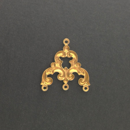 4 Loop Raw Brass Scrolled Chandelier Pendant Findings mtl084