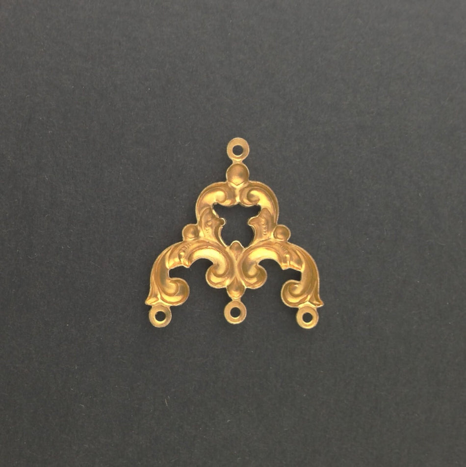 4 Loop Raw Brass Scrolled Chandelier Pendant Findings mtl084