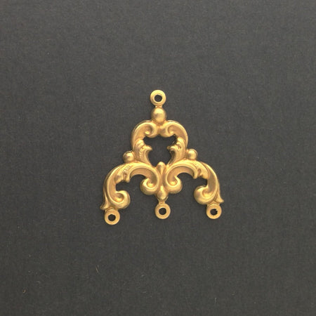4 Loop Raw Brass Scrolled Chandelier Pendant Findings mtl084