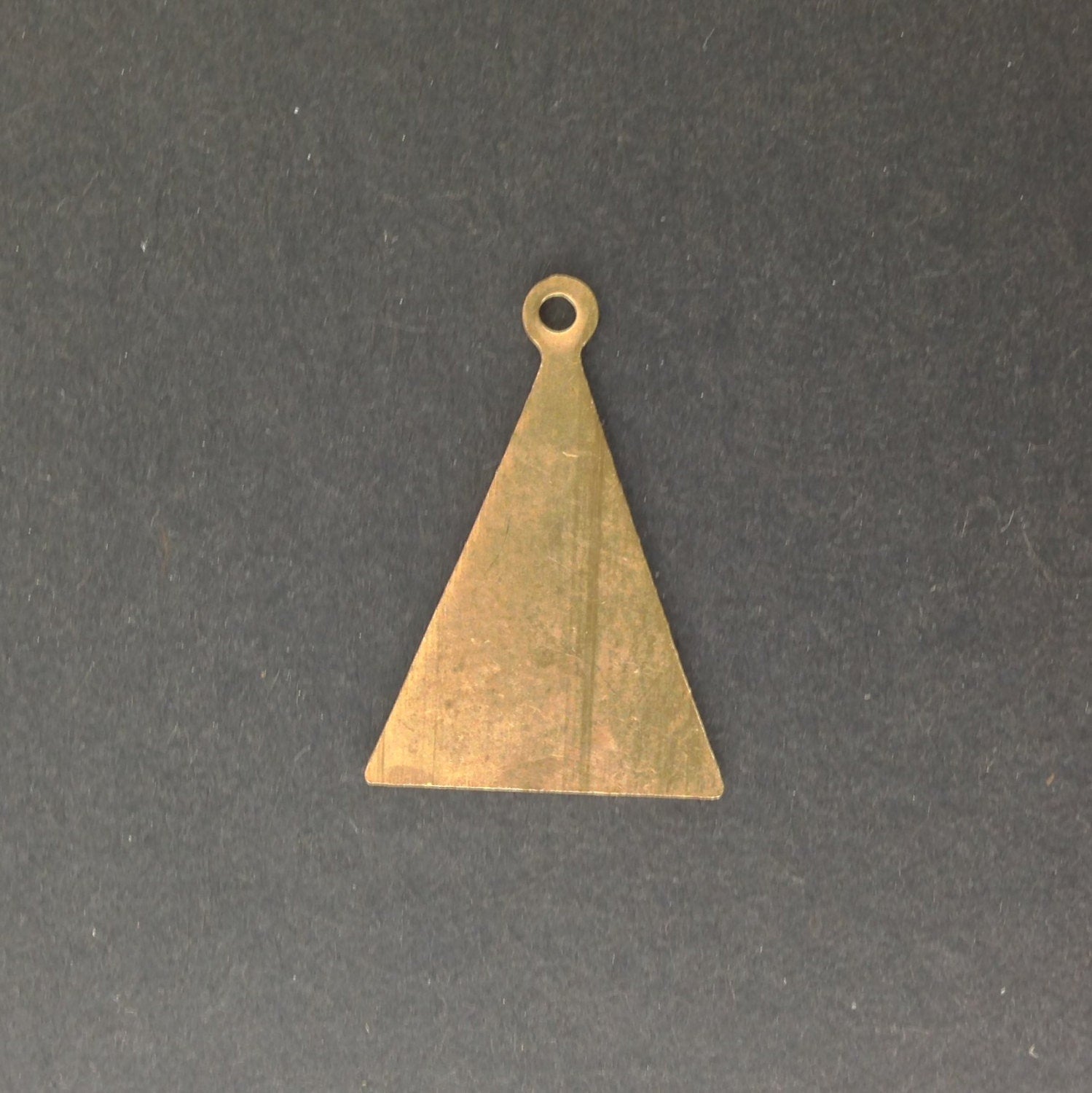 Raw Brass Textured Pattern Triangle with Loop Charm Pendant (6) mtl399C