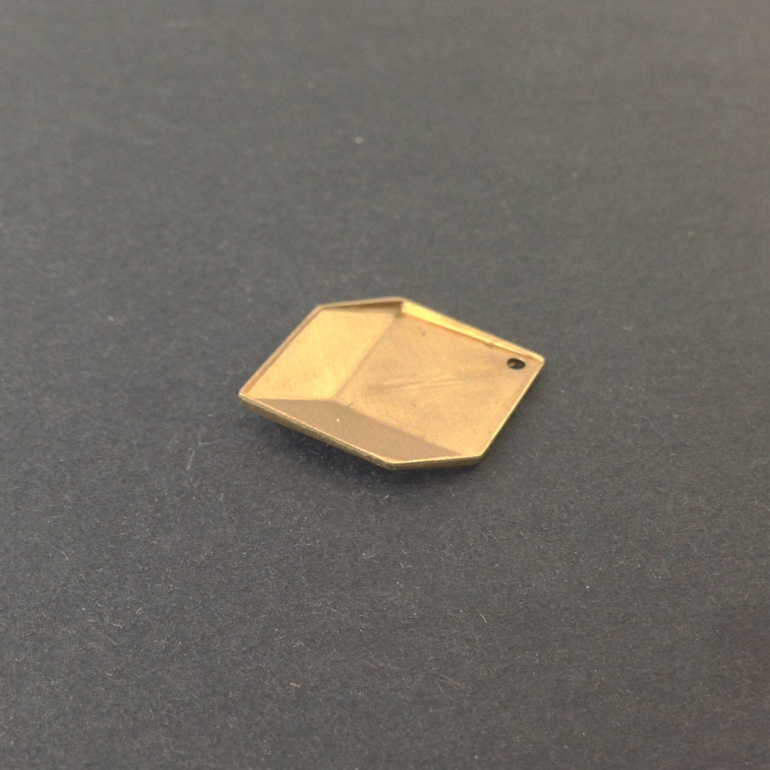 1 Hole Raw Brass Geometric Square Charms Drops (6) mtl076A
