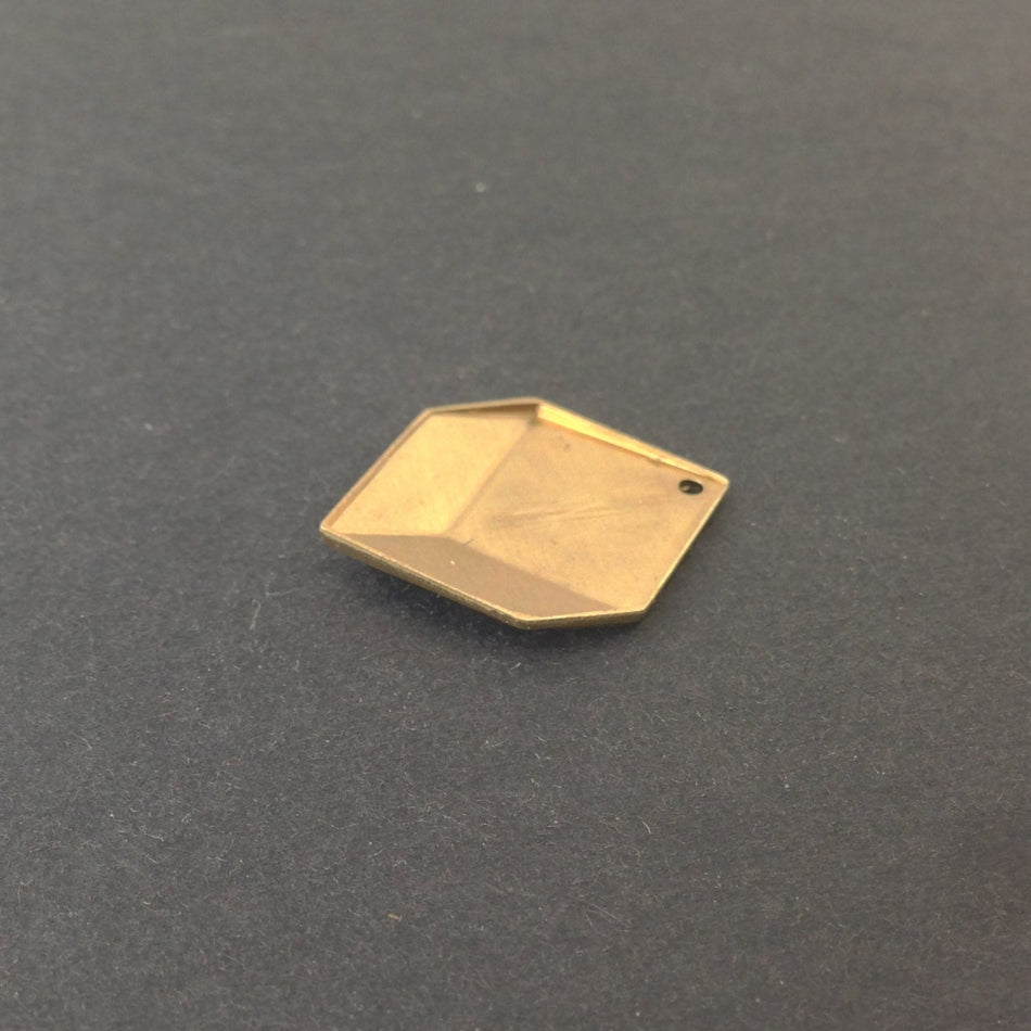 1 Hole Raw Brass Geometric Square Charms Drops (6) mtl076A