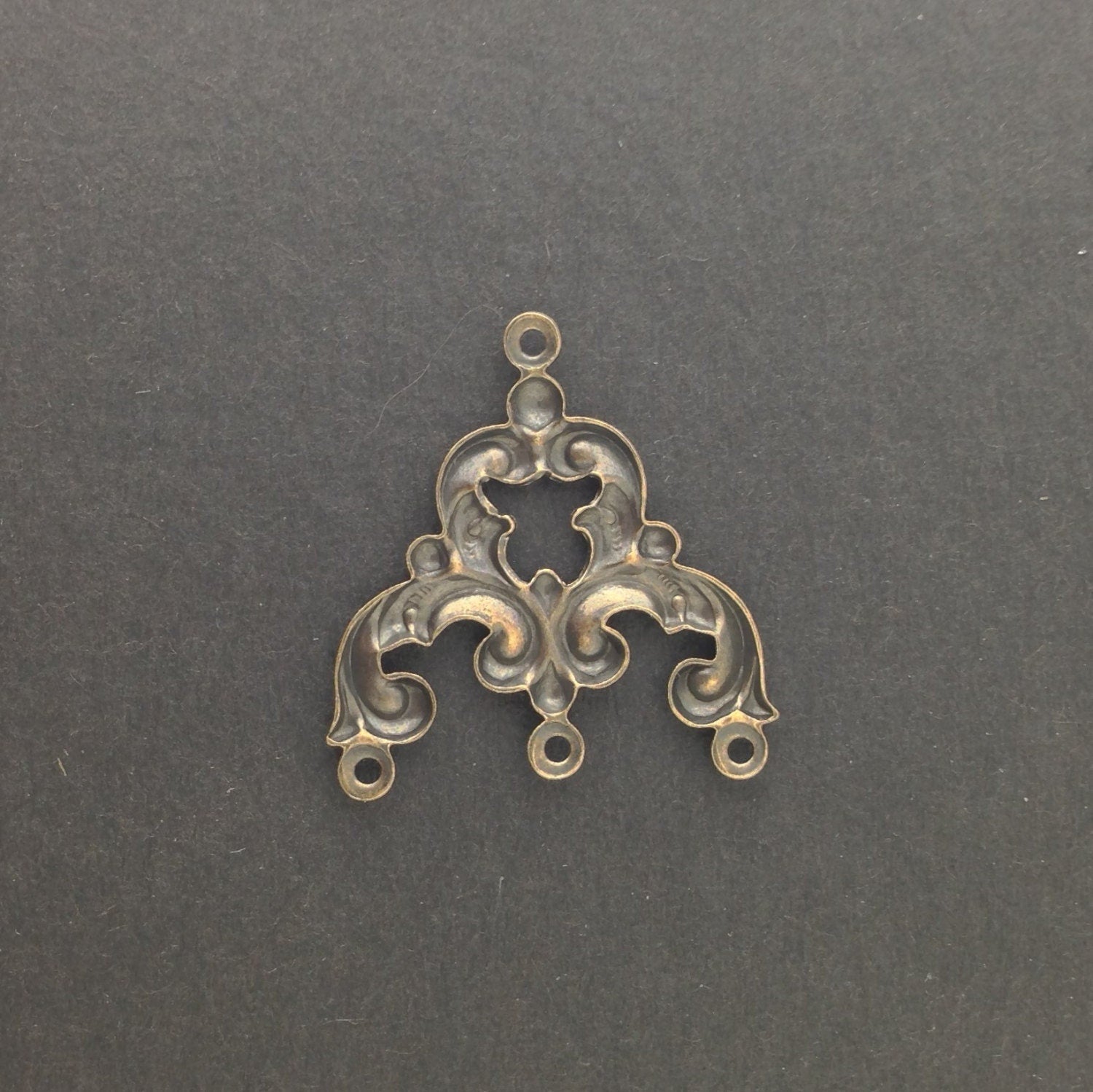 4 Loop Brass Ox Scrolled Chandelier Pendant Findings (4) mtl084B