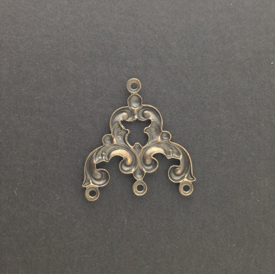 4 Loop Brass Ox Scrolled Chandelier Pendant Findings (4) mtl084B