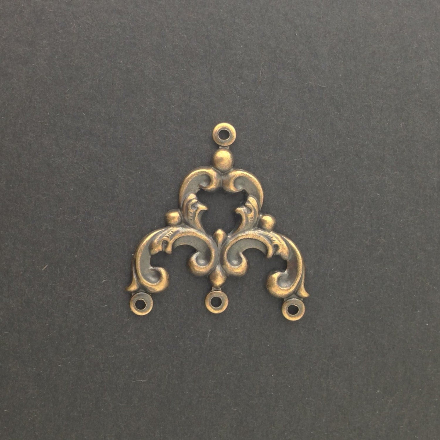 4 Loop Brass Ox Scrolled Chandelier Pendant Findings (4) mtl084B