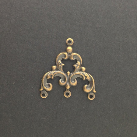 4 Loop Brass Ox Scrolled Chandelier Pendant Findings (4) mtl084B