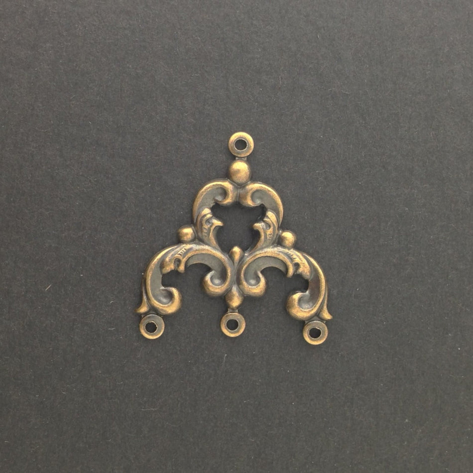 4 Loop Brass Ox Scrolled Chandelier Pendant Findings (4) mtl084B