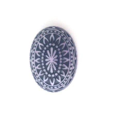 Vintage Etched Mosaic Light Purple and Black Cabochons 25x18mm (2) cab715J