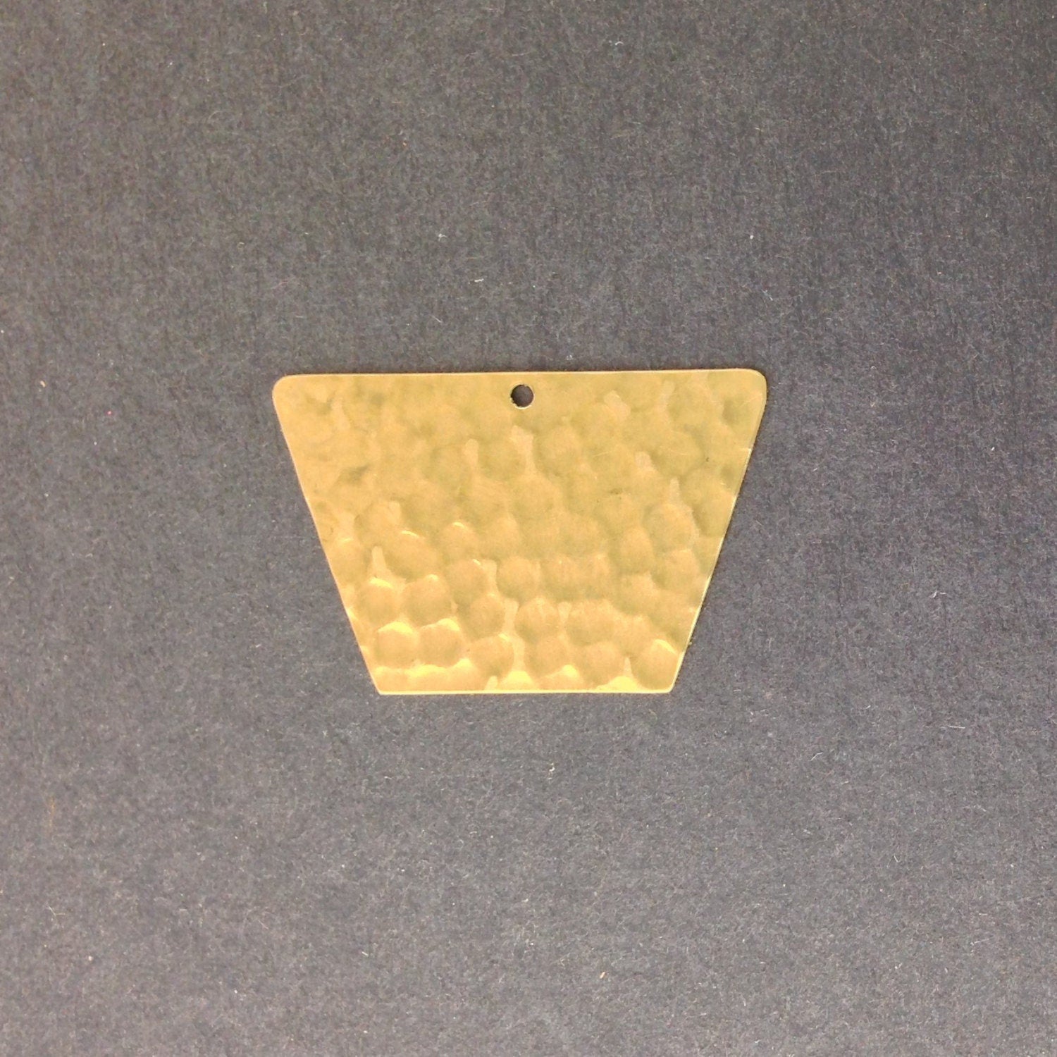 1 Hole Raw Brass Hammered Trapezoid Pendant Charm (4) mtl402B