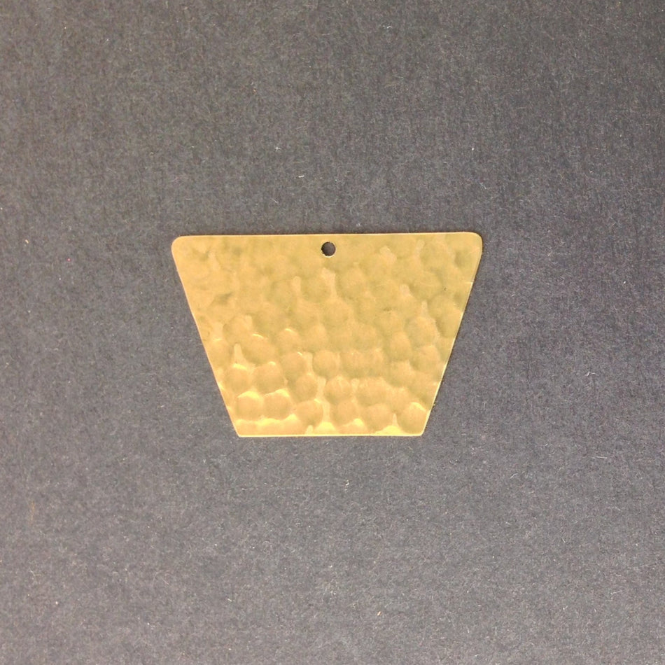 1 Hole Raw Brass Hammered Trapezoid Pendant Charm (4) mtl402B