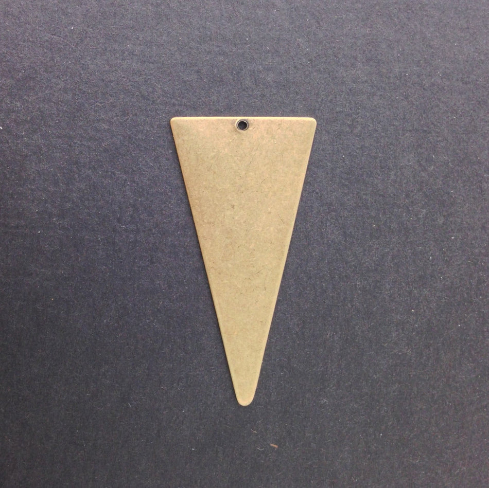 1 Bottom Hole Brass Ox Large Narrow Triangle Pendant (4) mtl200F