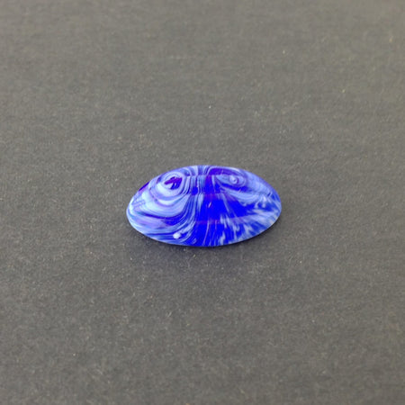 Vintage Blue White Swirled Ribbed Melon Cabochon cab162A