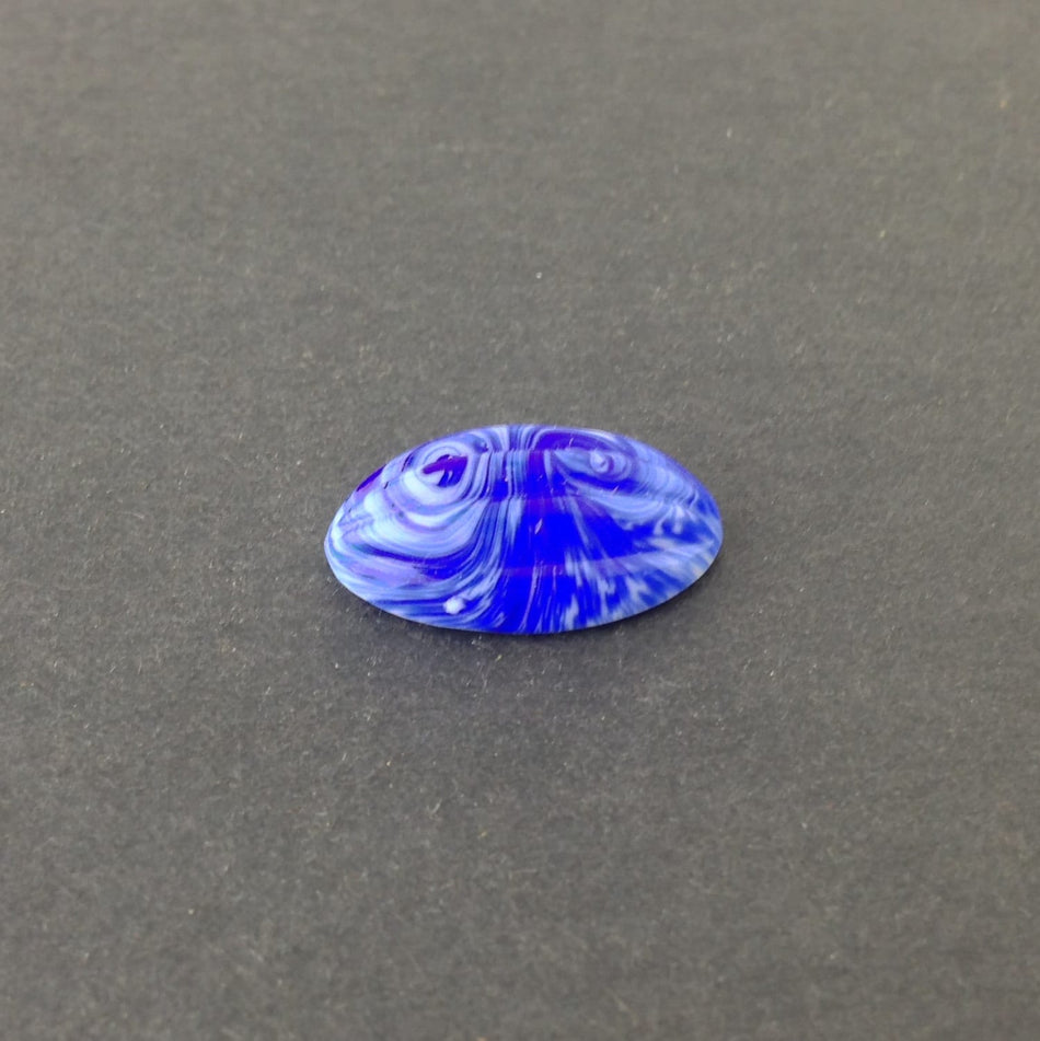Vintage Blue White Swirled Ribbed Melon Cabochon cab162A