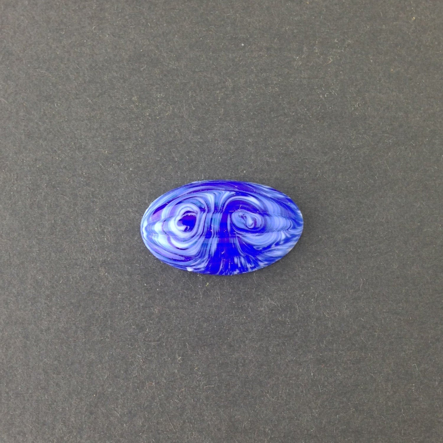 Vintage Blue White Swirled Ribbed Melon Cabochon cab162A