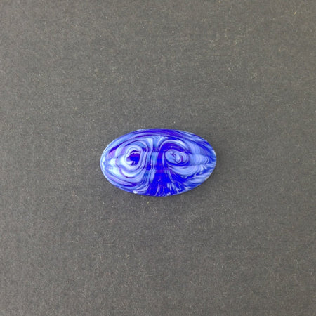 Vintage Blue White Swirled Ribbed Melon Cabochon cab162A