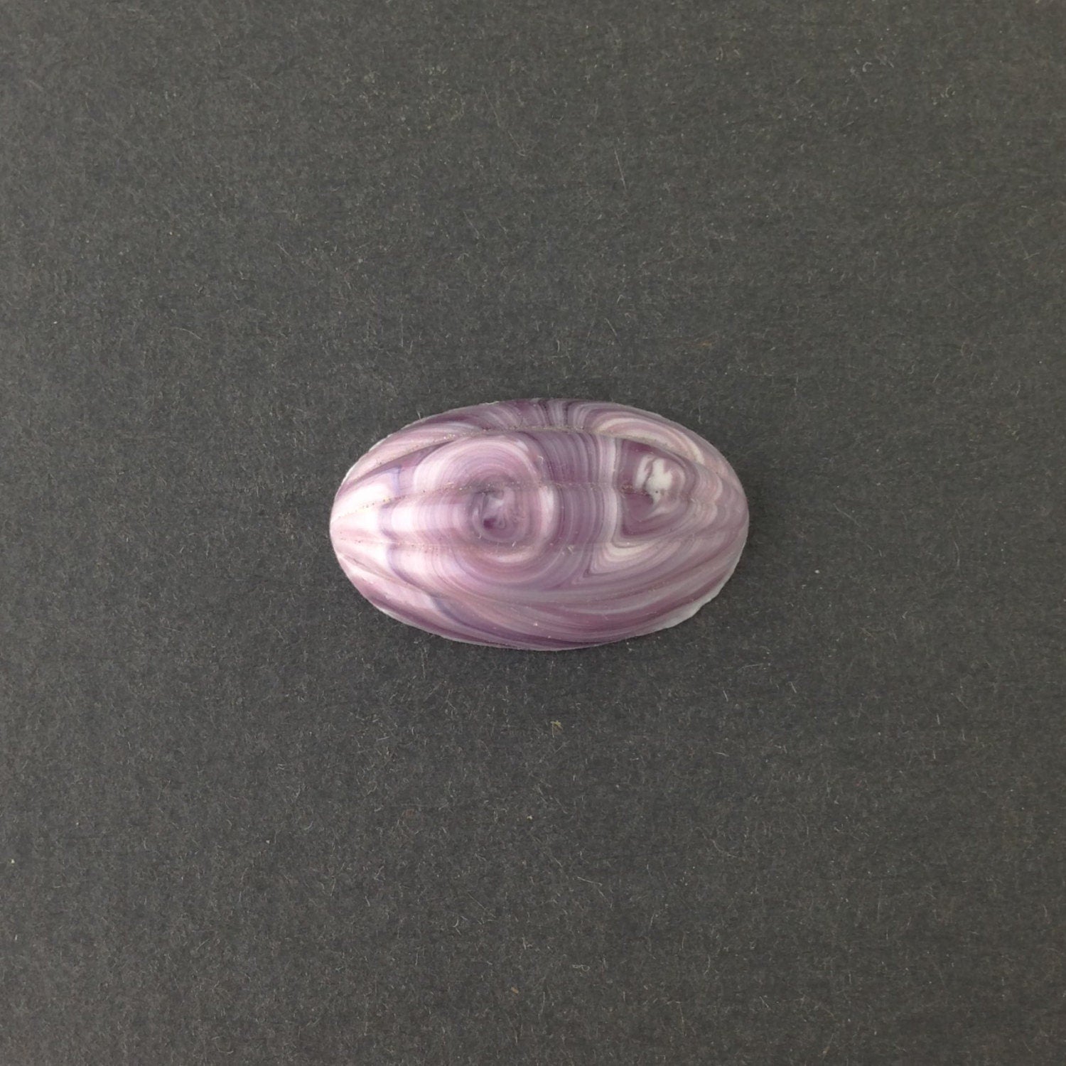Vintage Purple White Swirled Ribbed Melon Cabochon (2) cab162B