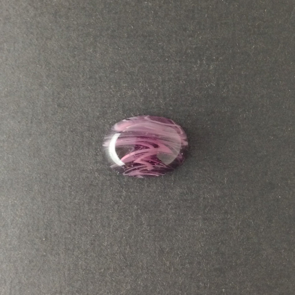 Vintage Purple and White Swirled Glass Cabochons 25x18mm (2) cab857