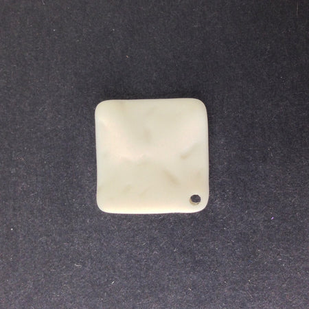 Vintage Matte Soft White Etched Square Wavy Acrylic Pendants 20mm (4) pnd149F