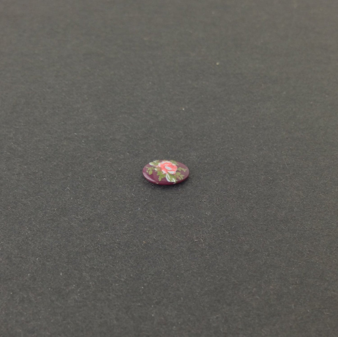 Vintage Pink Rose on Burgundy Glass Flower Cabochons Japan 8x6mm (6) cab423G