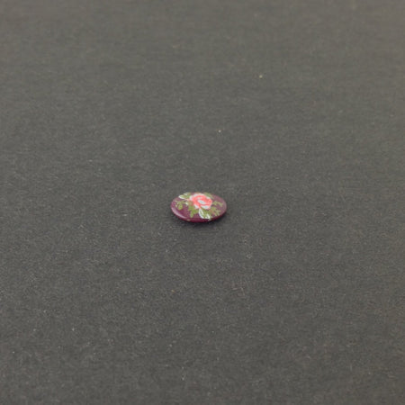 Vintage Pink Rose on Burgundy Glass Flower Cabochons Japan 8x6mm (6) cab423G