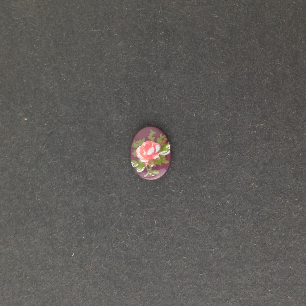 Vintage Pink Rose on Burgundy Glass Flower Cabochons Japan 8x6mm (6) cab423G