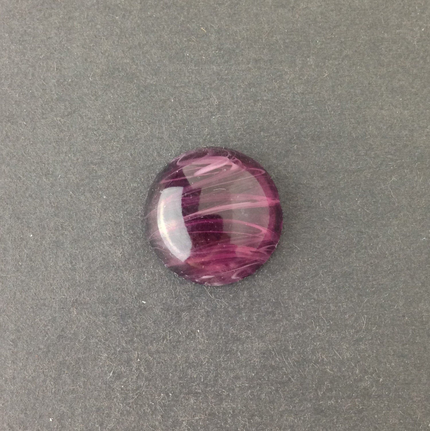 Vintage Amethyst and White Swirled Glass Cabochons Japan 18mm (2) cab099A
