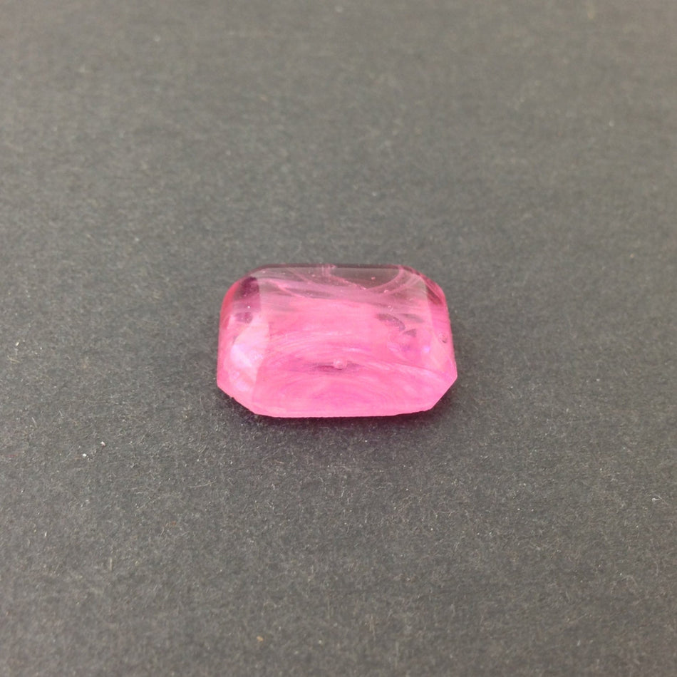Vintage Pink and White Swirled Rectangle Glass Cabochons 20x15mm (2) cab859A