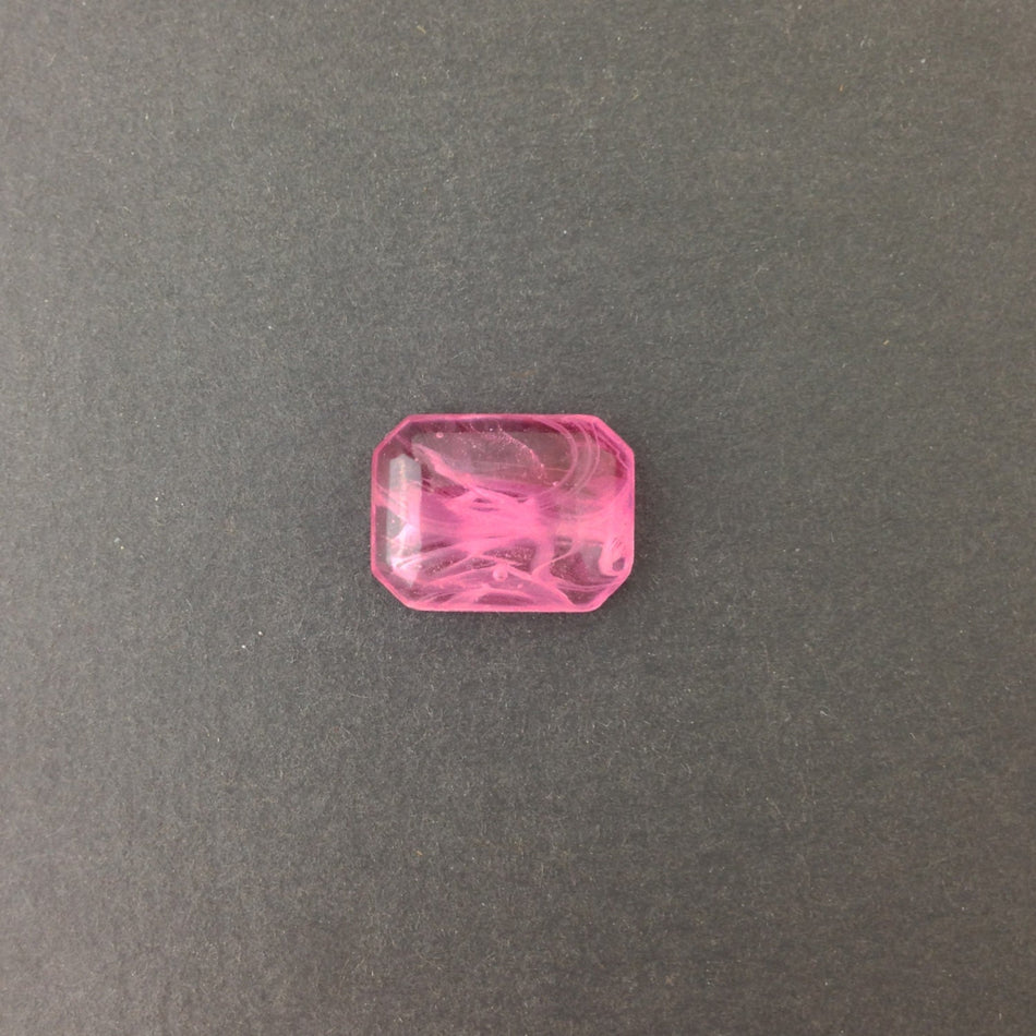 Vintage Pink and White Swirled Rectangle Glass Cabochons 20x15mm (2) cab859A