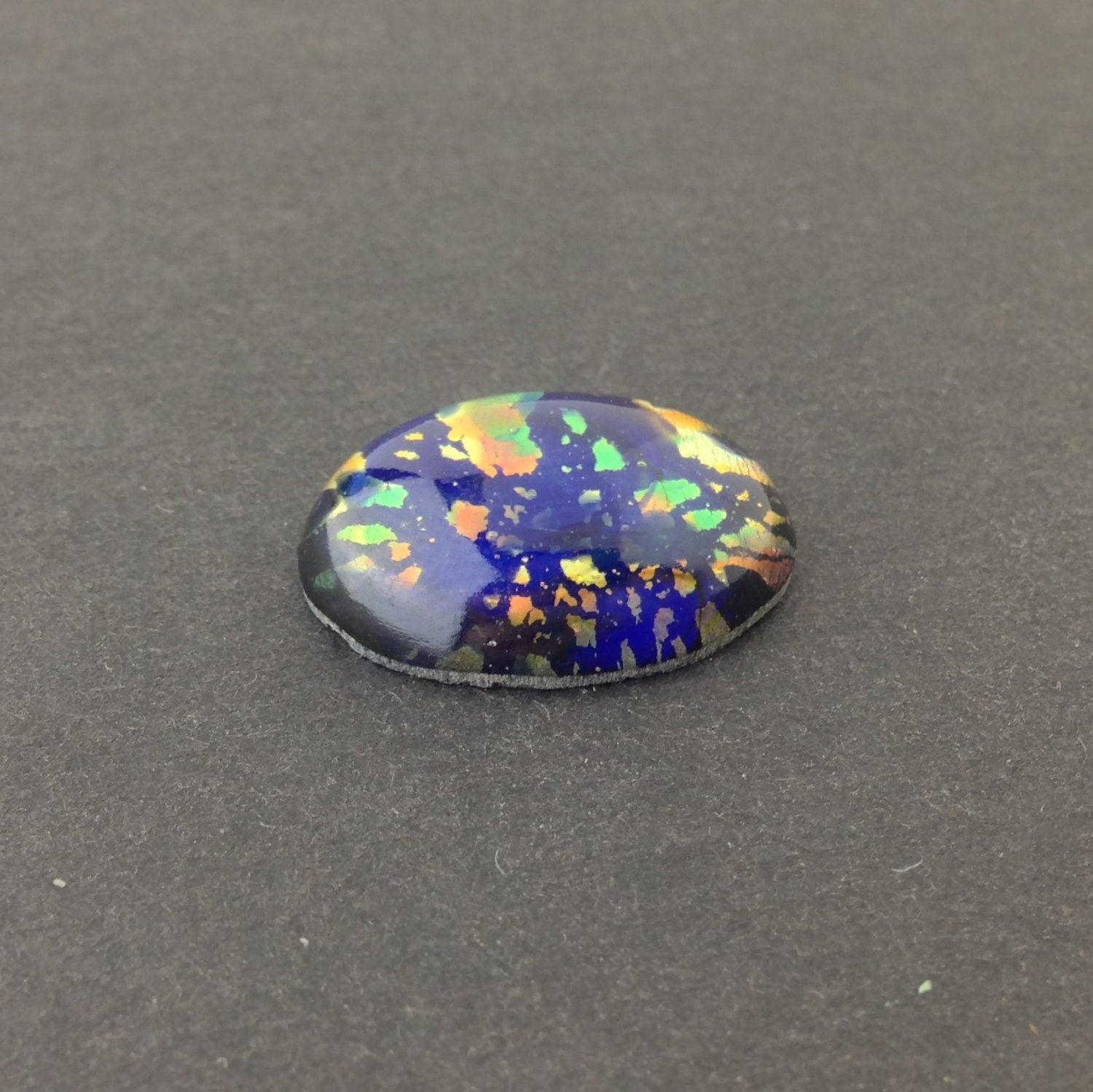 Blue Black Opal Glass Cabochon 25x18mm (1) cab5006G