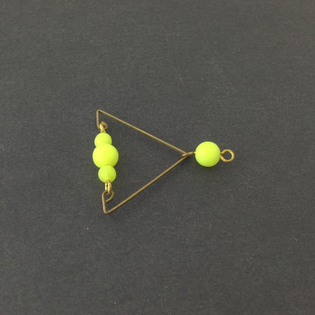 Raw Brass Triangle with Neon Yellow Bead Pendant pnd168A