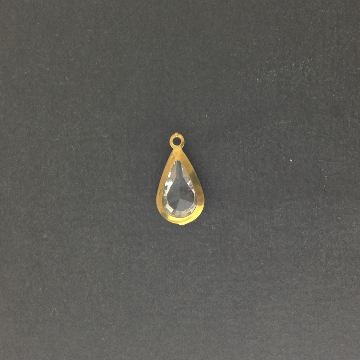 Vintage Acrylic Clear Brass Frame Set Teardrop Charms cha004H