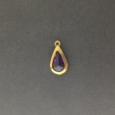 Vintage Acrylic Amethyst Brass Frame Set Teardrop Charms cha004K