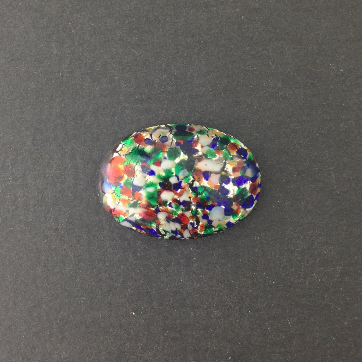Black Multi-Colored Opal Glass Cabochon 25x18mm (1) cab5006J