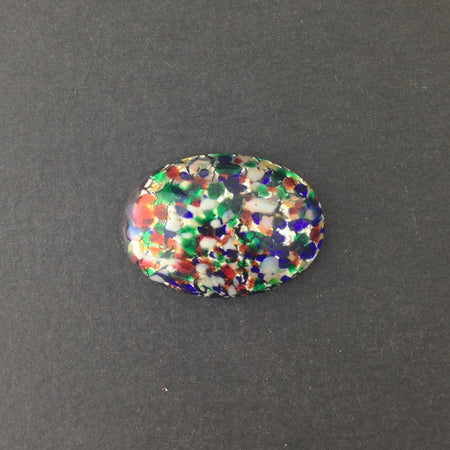 Black Multi-Colored Opal Glass Cabochon 25x18mm (1) cab5006J