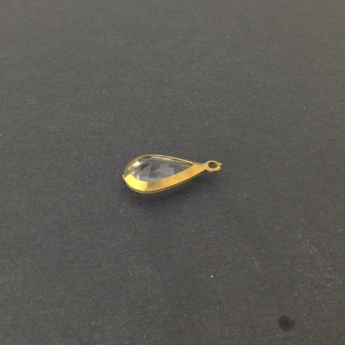 Vintage Acrylic Clear Brass Frame Set Teardrop Charms cha004H