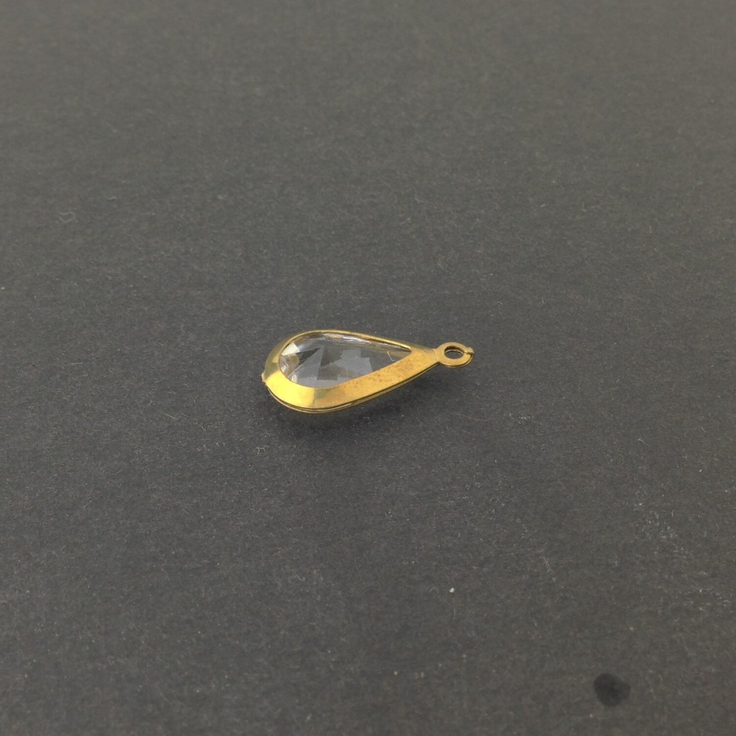 Vintage Acrylic Clear Brass Frame Set Teardrop Charms cha004H