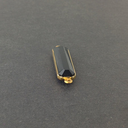 2 Loop Vintage Black Acrylic Faceted Channel Set Rectangle Drops 8x25mm (6) chr068L