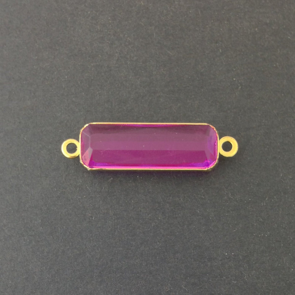 2 Loop Vintage Light Amethyst Acrylic Faceted Channel Set Rectangle Drops 8x25mm (6) chr068M