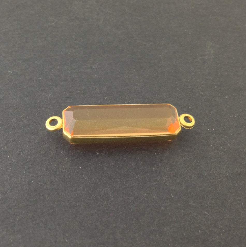 2 Loop Vintage Light Topaz Acrylic Faceted Channel Set Rectangle Drops 8x25mm (6) chr068N