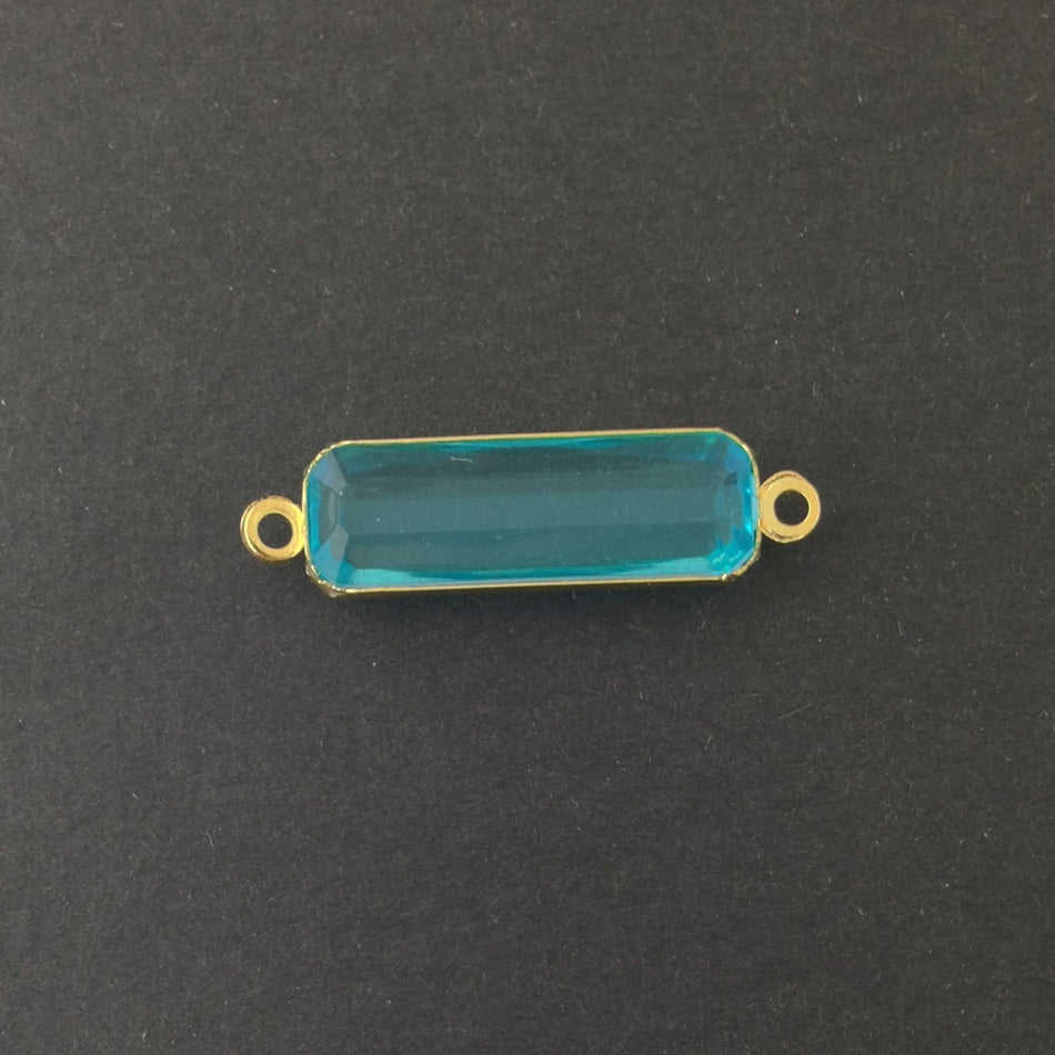 2 Loop Vintage Aqua Acrylic Faceted Channel Set Rectangle Drops 8x25mm (6) chr068P
