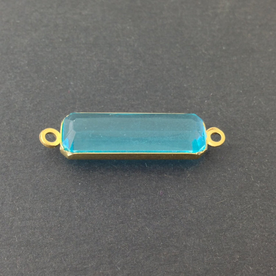 2 Loop Vintage Aqua Acrylic Faceted Channel Set Rectangle Drops 8x25mm (6) chr068P